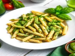 Pasta with Pesto Sauce: Quick Italian-Style Pesto Pasta with Nuts