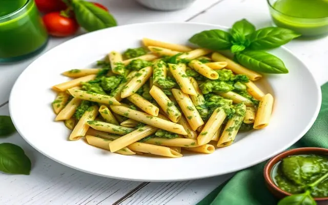 Pasta with Pesto Sauce: Quick Italian-Style Pesto Pasta with Nuts
