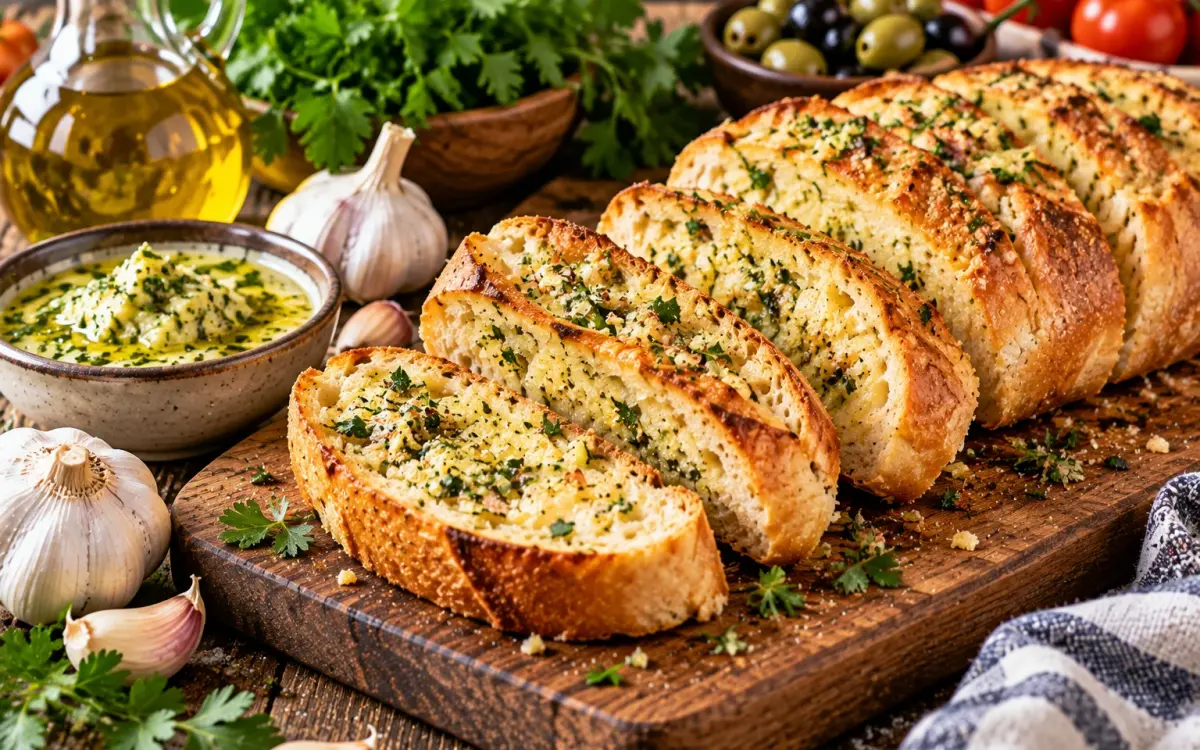 دستور پخت نان سیر مدیترانه‌ای: یک میان‌وعده‌ی ساده و محبوب