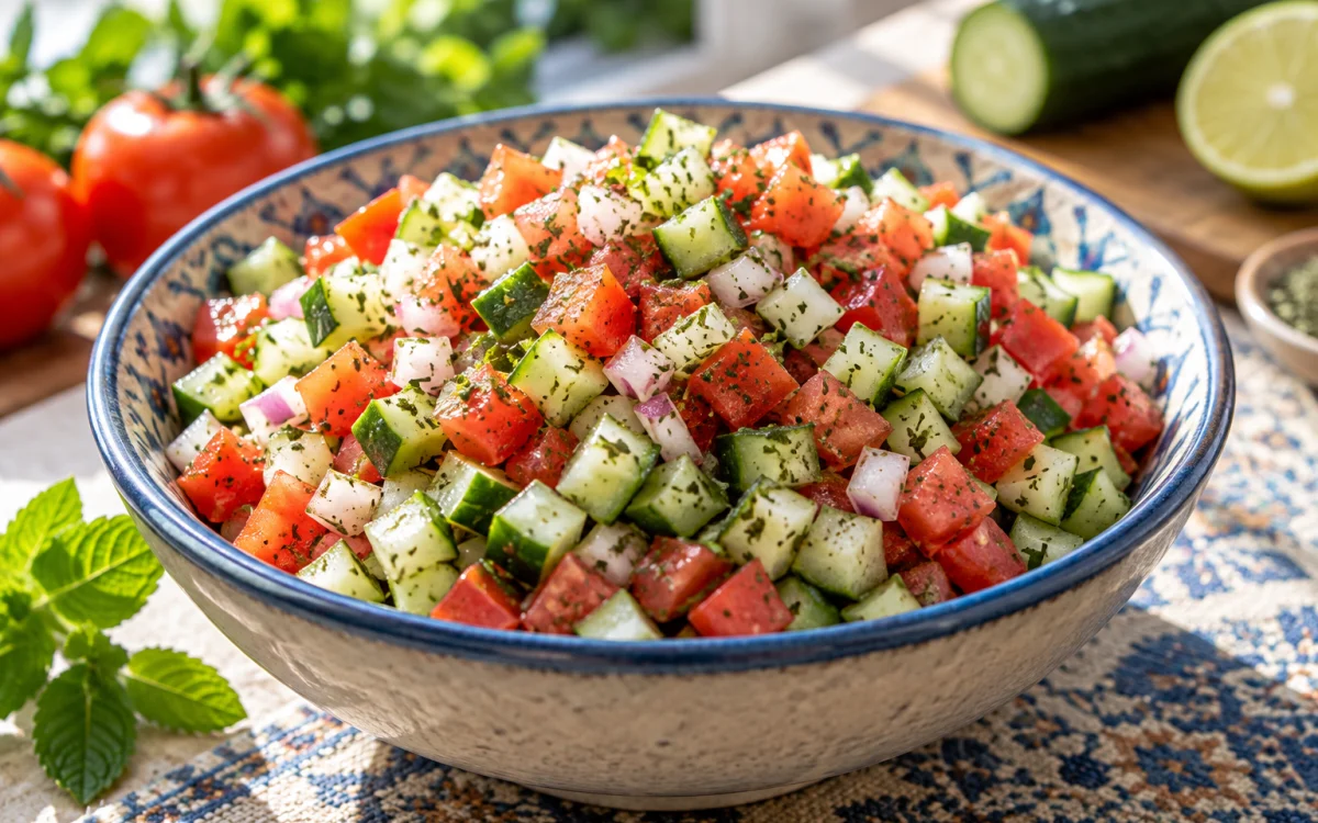 Shirazi Salad (Authentic Persian Cucumber, Tomato, and Onion Salad)