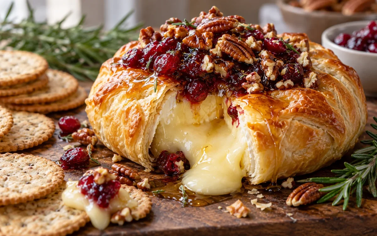 Baked Brie with Cranberry and Pecans for Thanksgiving