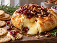 Baked Brie with Cranberry and Pecans for Thanksgiving