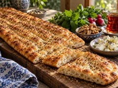 نان بربری خانگی: نان کنجددار ایرانی، نرم از داخل و ترد از بیرون