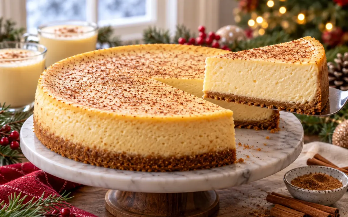 Eggnog Cheesecake for Christmas: Creamy and Make-Ahead