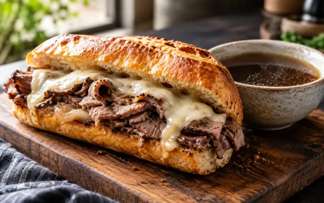 French Dip Sandwiches: Tender Braised Beef with Rich Au Jus