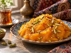 حلوا کدو حلوایی: دسر ایرانی با زعفران و هل برای شب یلدا