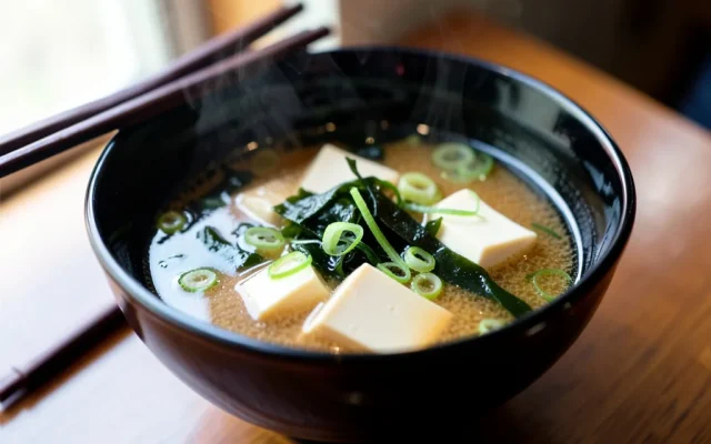 Japanese Miso Soup with Tofu and Wakame