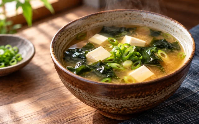 Japanese Miso Soup with Tofu and Wakame