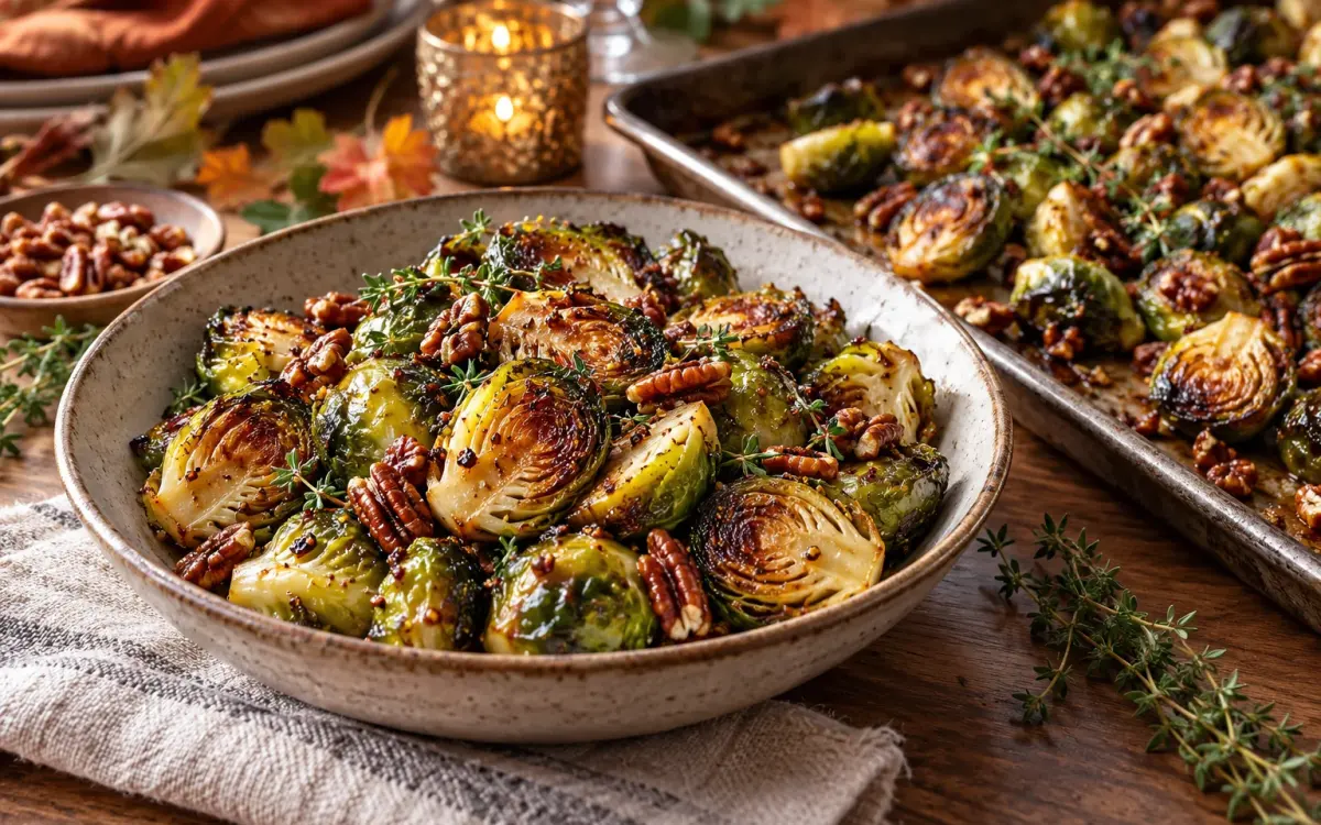 Maple-Dijon Roasted Brussels Sprouts for Thanksgiving