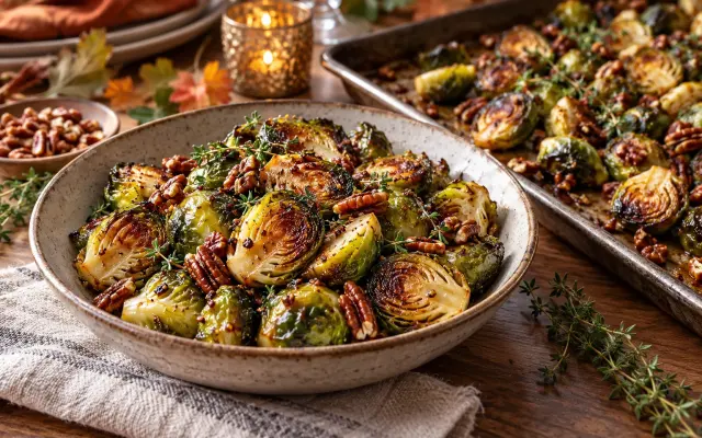 Maple-Dijon Roasted Brussels Sprouts for Thanksgiving