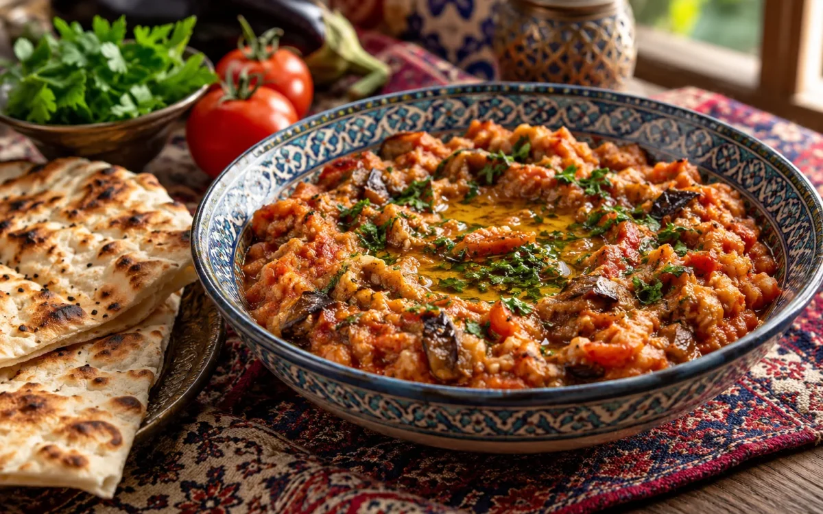 Mirza Ghasemi (Persian Smoky Eggplant, Garlic and Egg Dip)