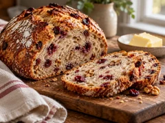 No-Knead Cranberry Walnut Bread for Thanksgiving: Crusty and Easy
