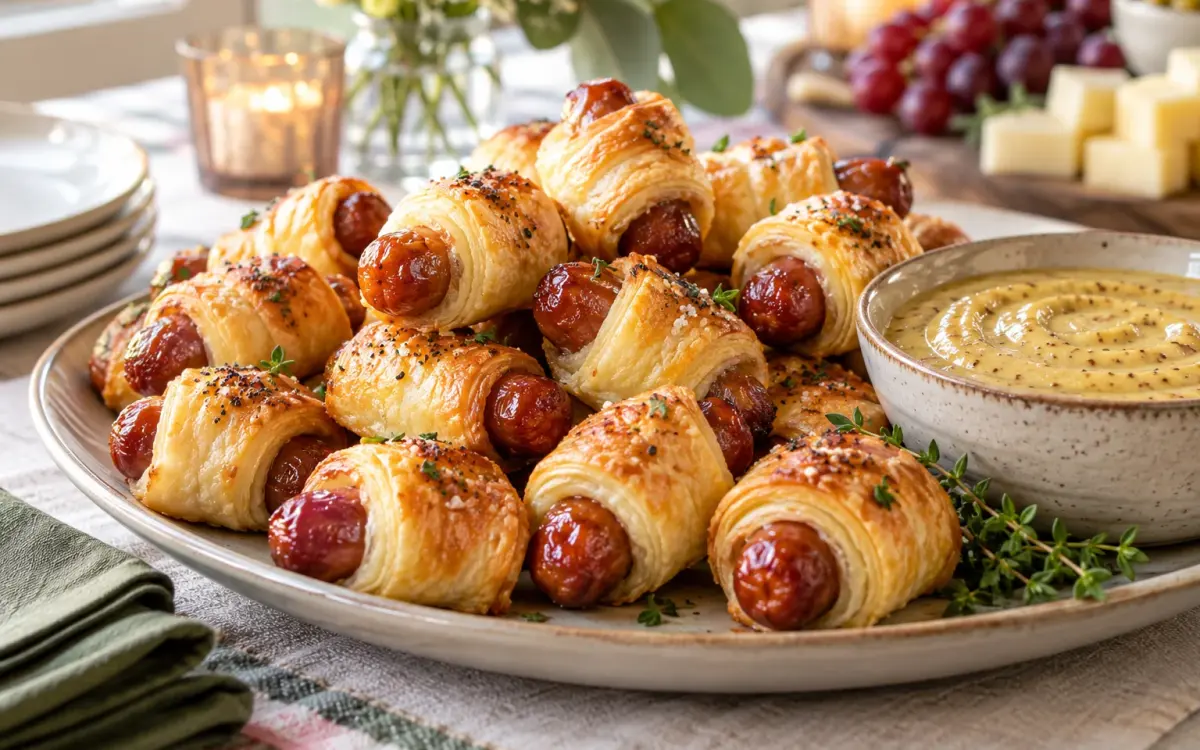 Pigs in a Blanket: Flaky, Golden Party Bites with Honey Mustard