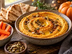 حمّص کدو حلوایی برای شکرگزاری: کرمی، گیاهی و قابل پیش‌آماده‌سازی
