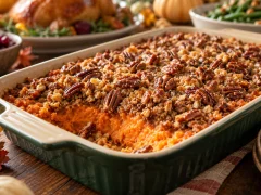 Sweet Potato Casserole with Pecan Streusel for Thanksgiving