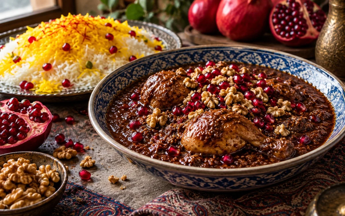 Chicken Fesenjan: Persian Walnut Pomegranate Stew for Yalda