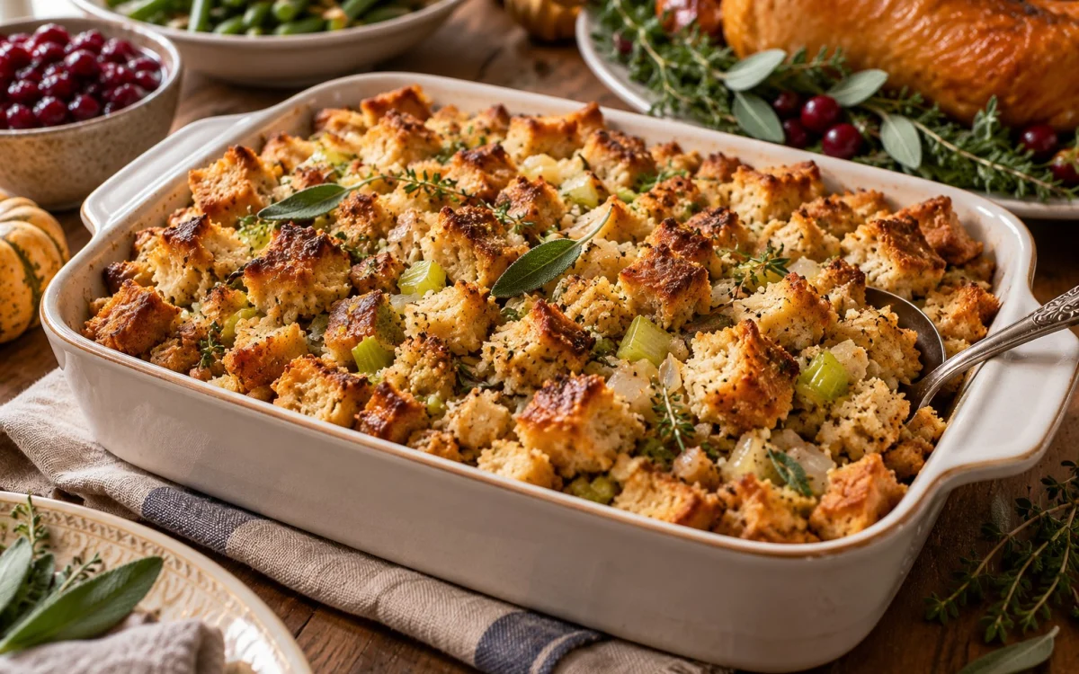 Make-Ahead Herb Bread Stuffing for Thanksgiving