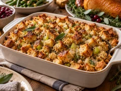 استافینگ نان و سبزی آماده از قبل برای شکرگزاری