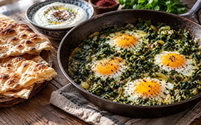 Nargesi (Persian Spinach and Eggs Skillet) in 25 Minutes
