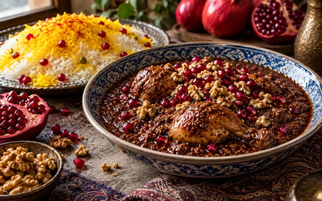Chicken Fesenjan: Persian Walnut Pomegranate Stew for Yalda