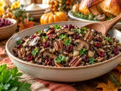 Wild Rice Pilaf with Mushrooms and Cranberries for Thanksgiving