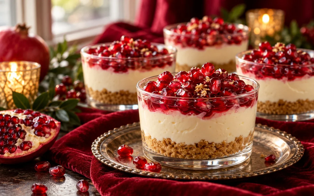 Yalda Night Pomegranate Cheesecake Cups (No-Bake)