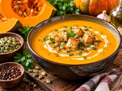 Autumn Pumpkin Soup with Ginger and Carrot